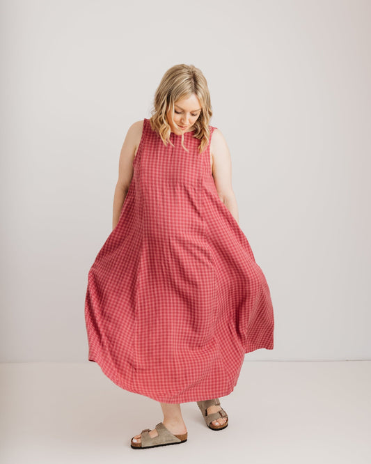 Lucy Dress - Pink Check Tencel