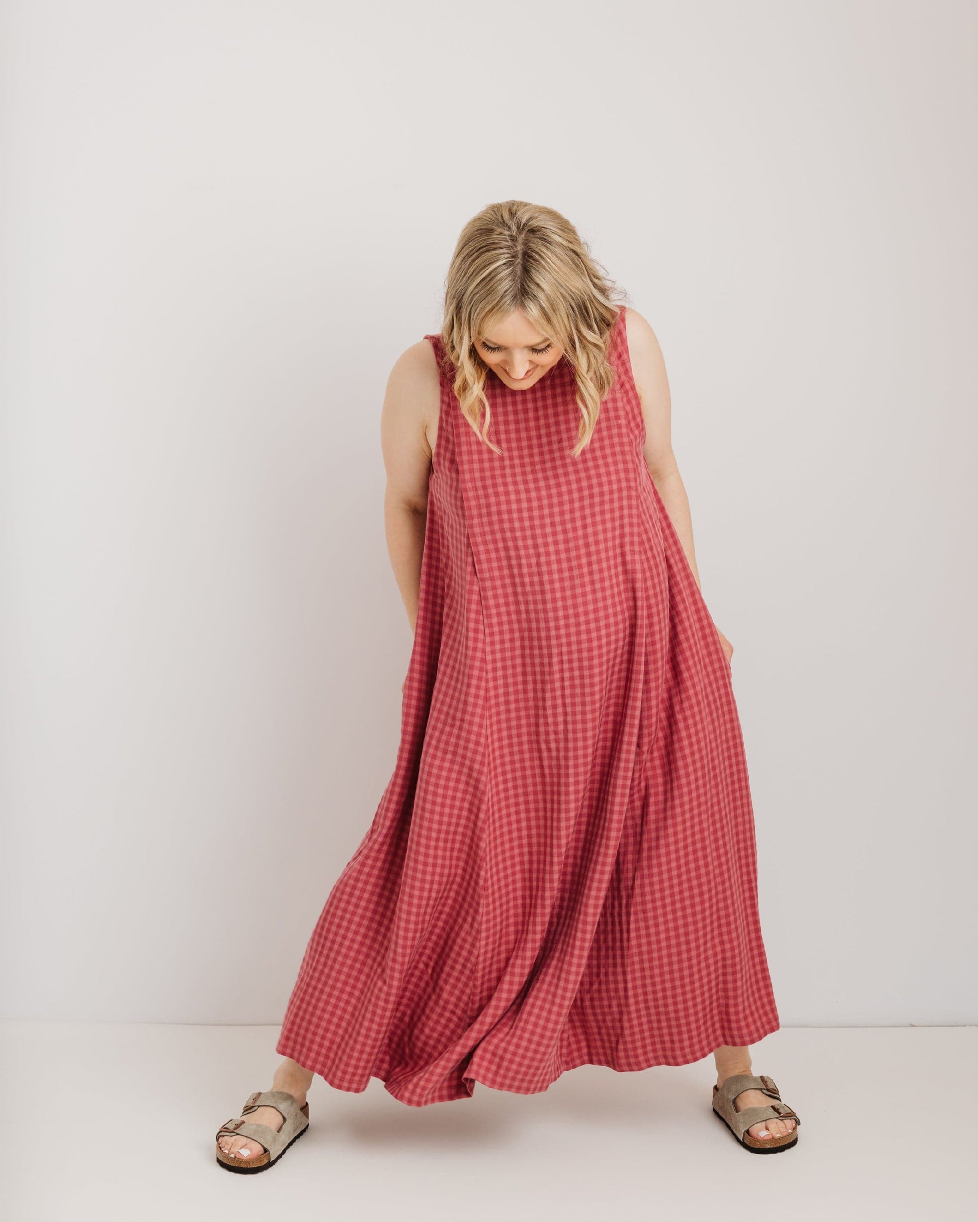 Lucy Dress - Pink Check Tencel