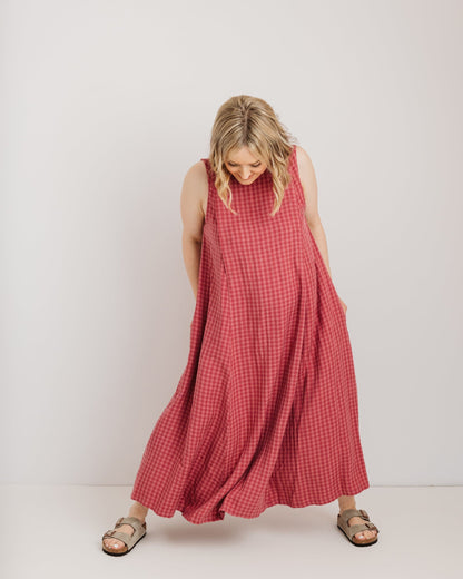 Lucy Dress - Pink Check Tencel