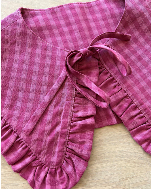 Detachable Collar - Margot Ruffle Collar - Pink Check