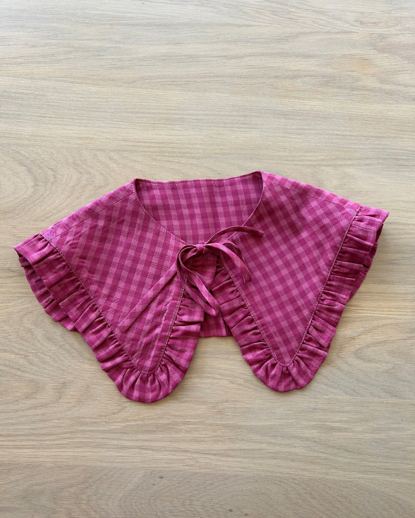 Detachable Collar - Margot Ruffle Collar - Pink Check