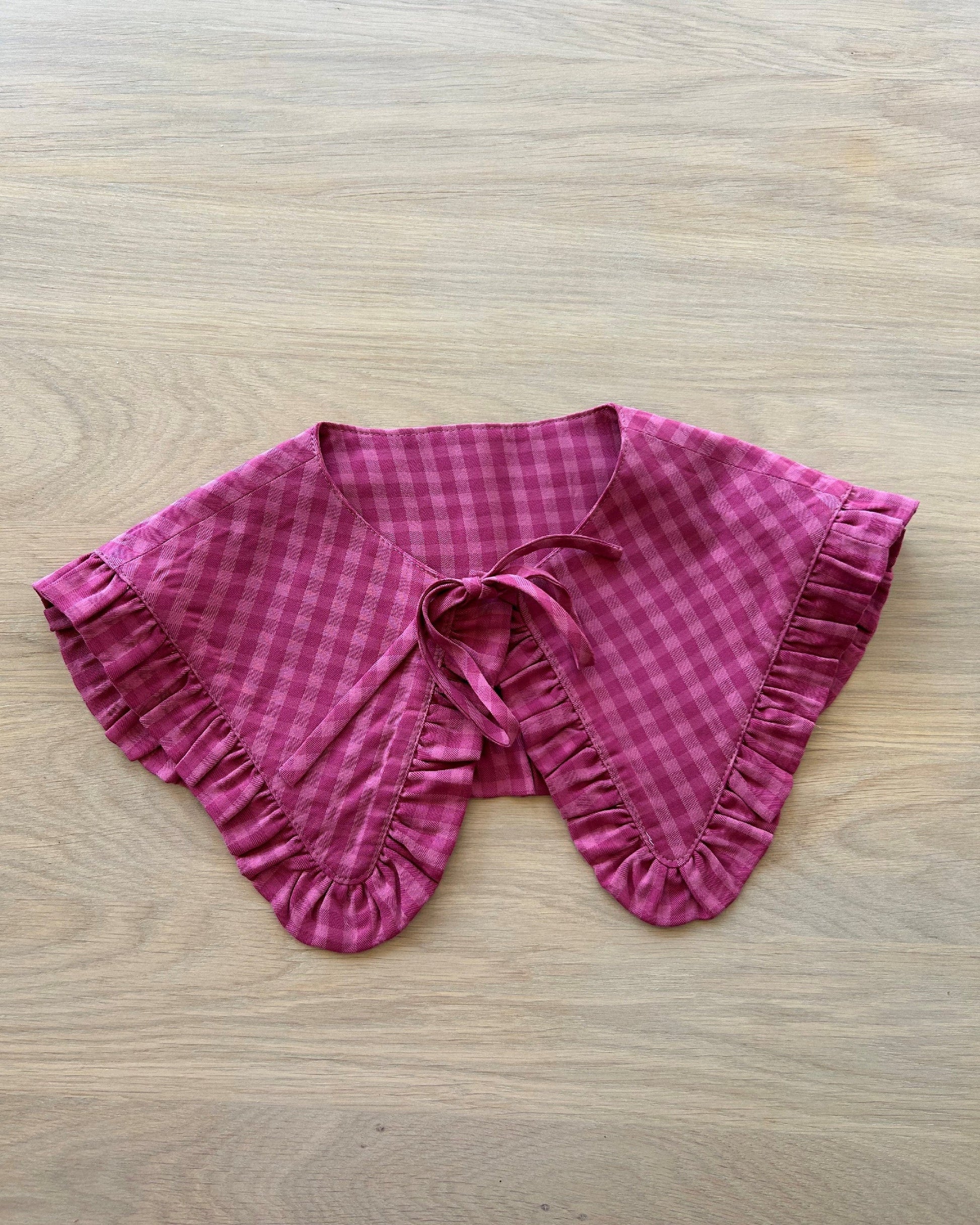 Detachable Collar - Margot Ruffle Collar - Pink Check