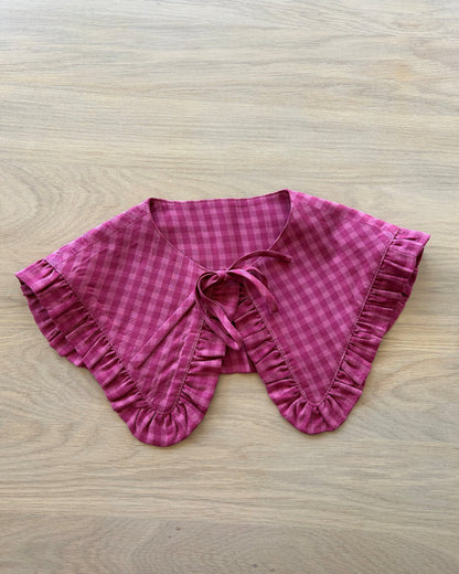 Detachable Collar - Margot Ruffle Collar - Pink Check