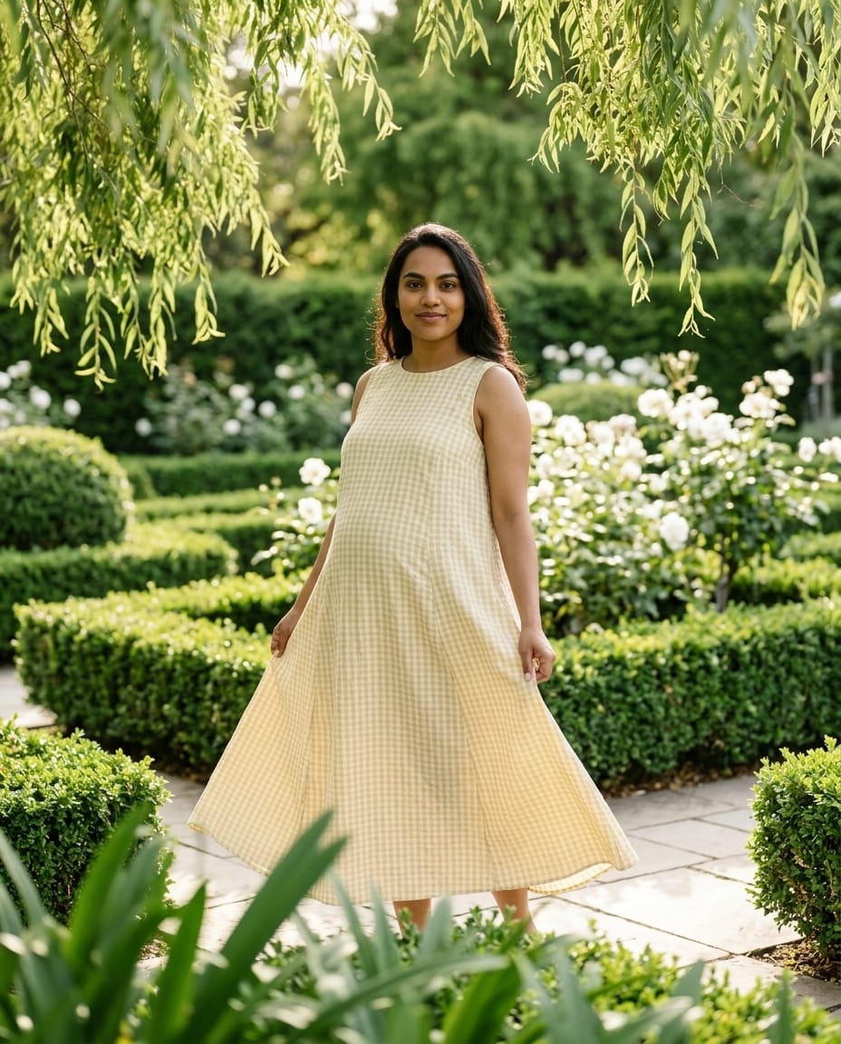 Lucy Dress - Butter Yellow Check Tencel
