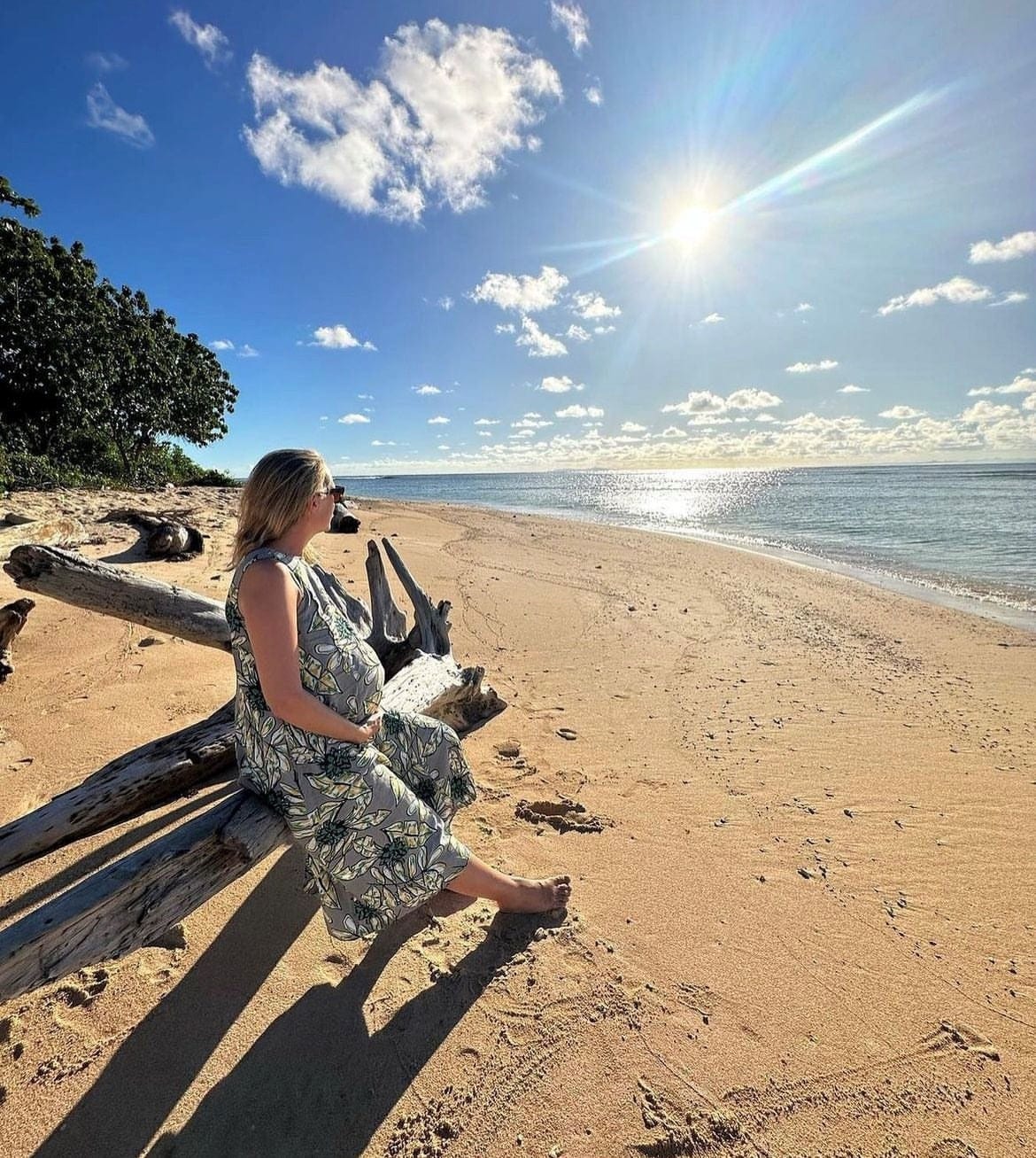 Lucy Dress - Maternity + Breastfeeding friendly - Abstract Green Printed Linen