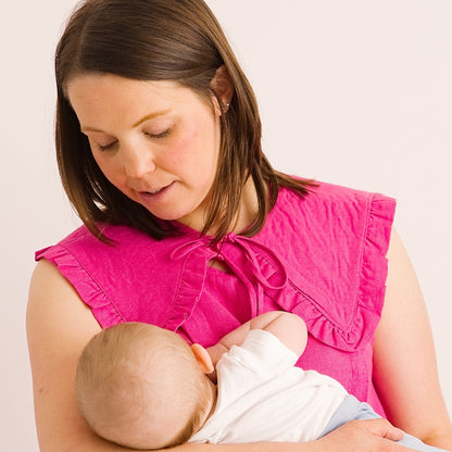 Detachable Collar for Mummy | Pink Linen | Breast Dressed