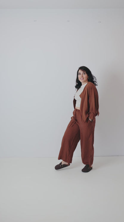 the Daisy Trouser - Mocha Stripe