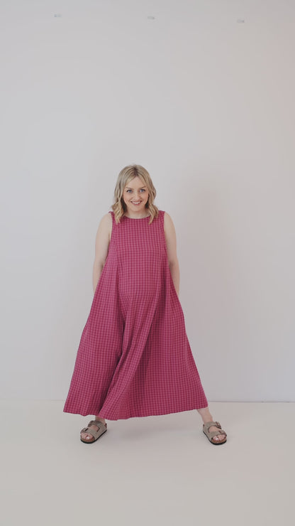 Lucy Dress - Pink Check Tencel