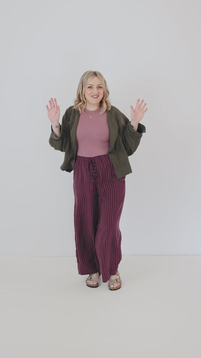 the Daisy Trouser - Burgundy Stripe