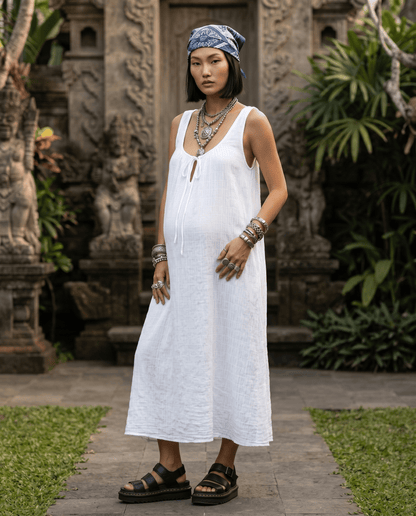 Coral Dress - White