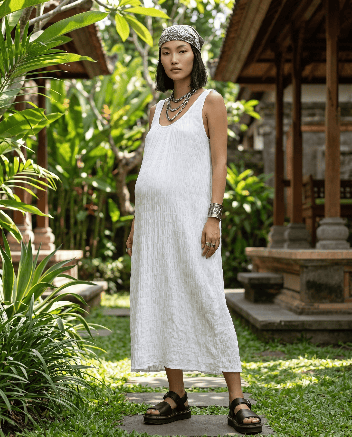 Coral Dress - White