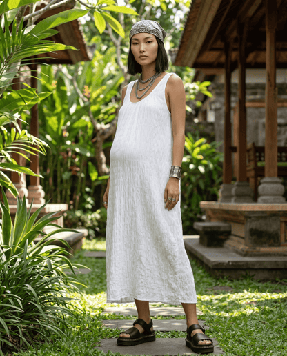 Coral Dress - White
